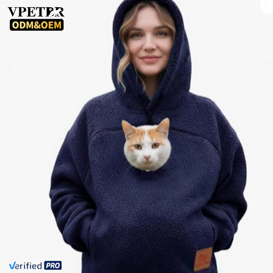Chompa con capucha canguro para transportar mascotas