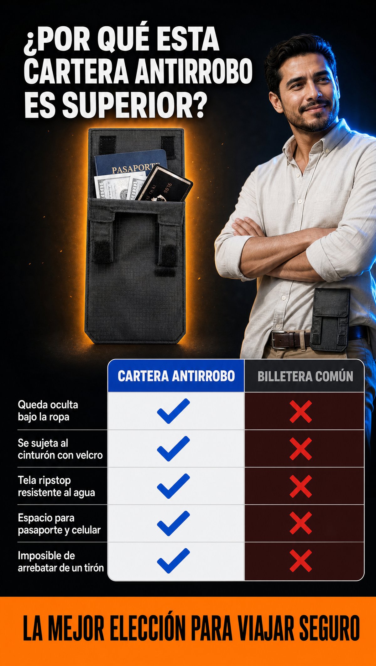 Cartera Billetera Antirrobo - TABLA COMPARATIVA