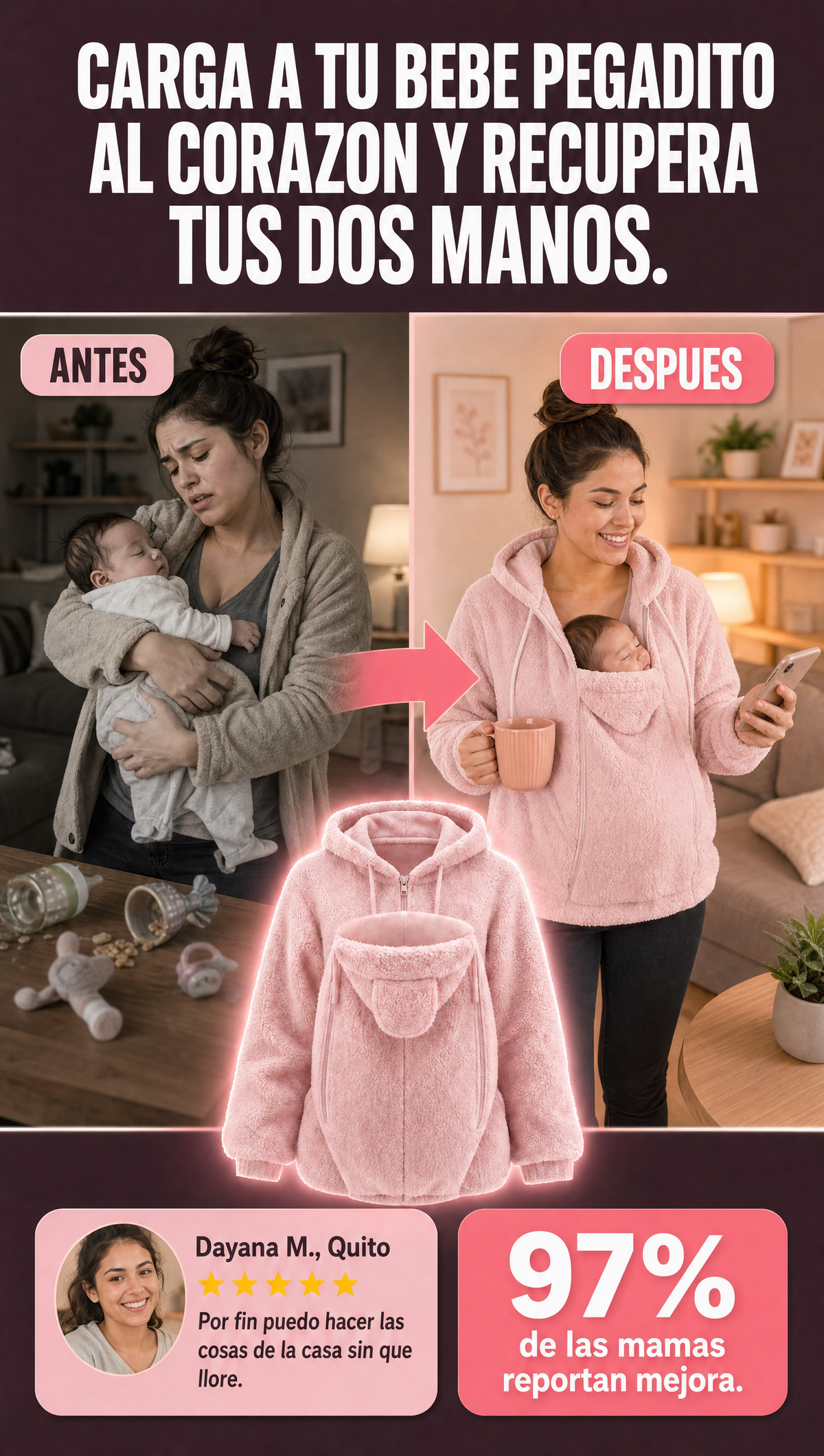 Chompa Porta Bebes - antes y despues
