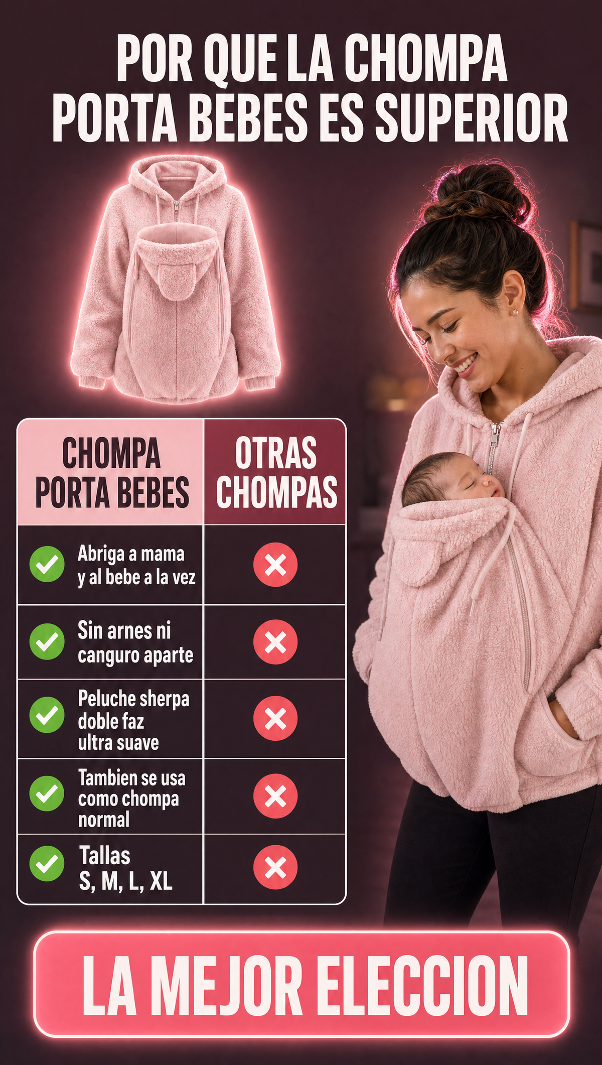 Chompa Porta Bebes - tabla comparativa