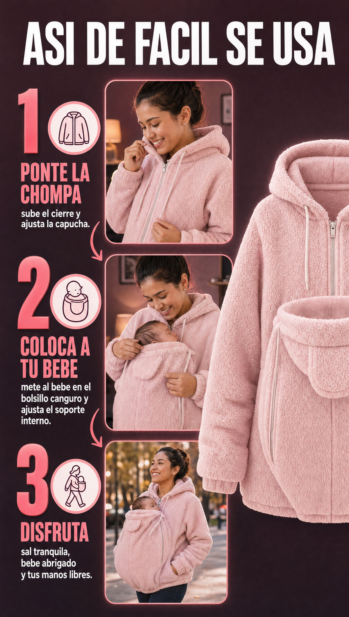 Chompa Porta Bebes - modo de uso