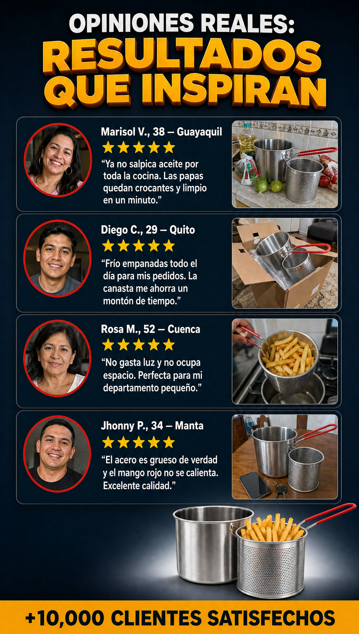 Freidora con canasta - TESTIMONIOS