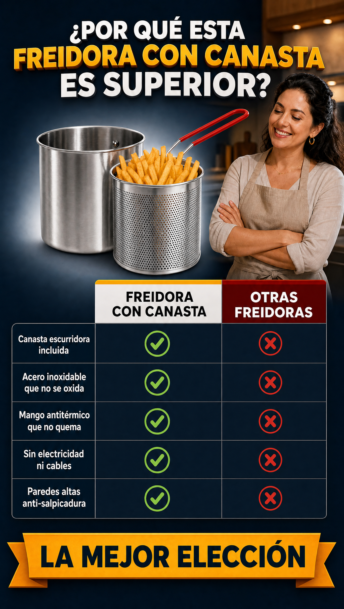Freidora con canasta - TABLA COMPARATIVA