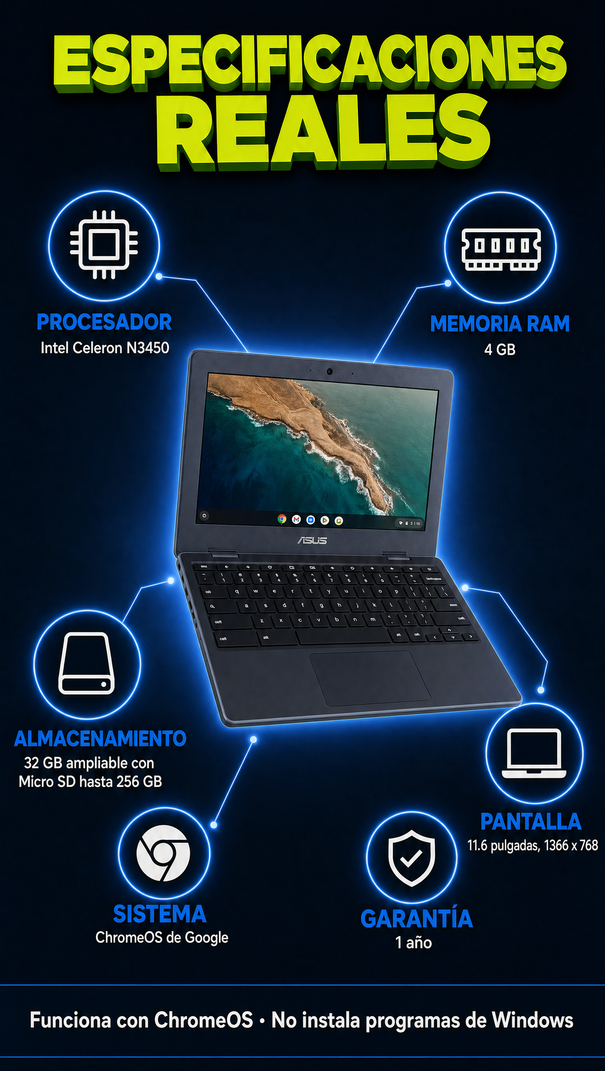 Especificaciones Chromebook ASUS
