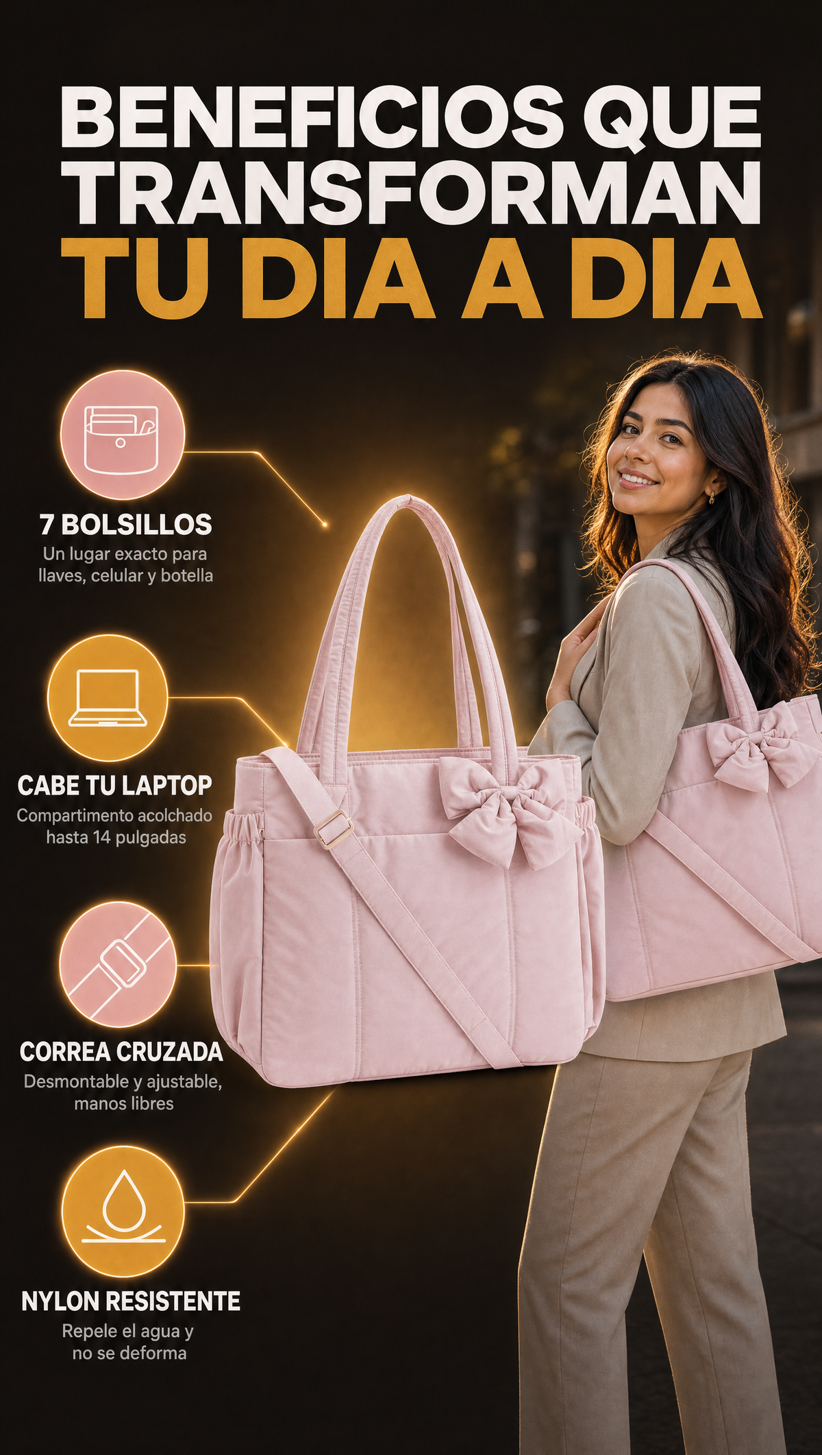 BENEFICIOS Bolsa Tote Multiuso Resistente