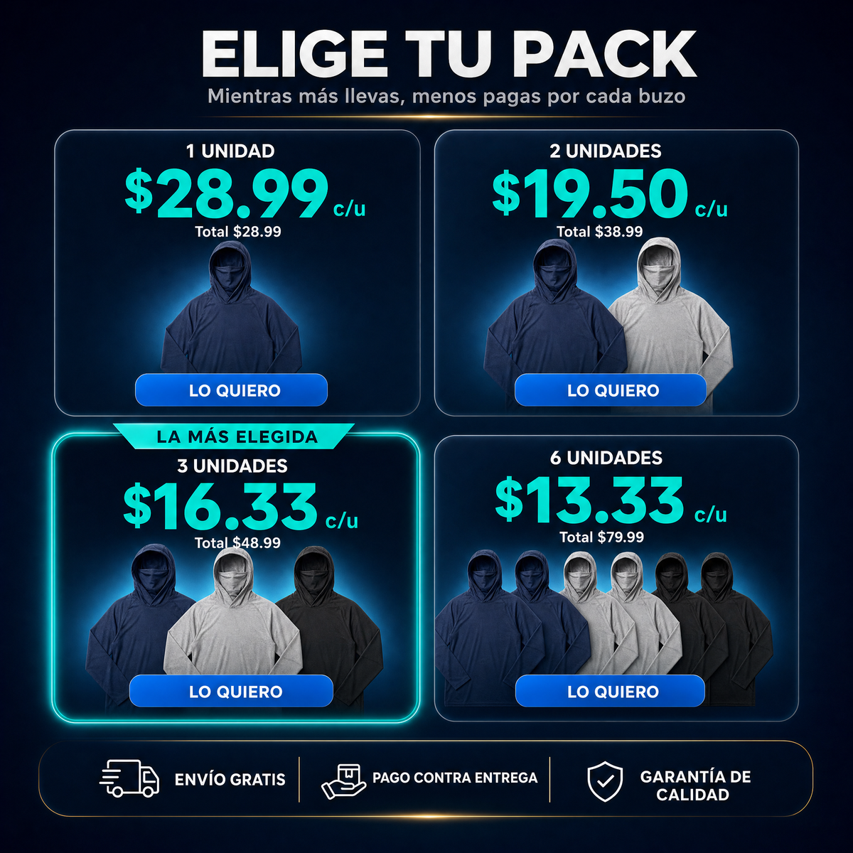 Buzo Proteccion UV - oferta packs precio por unidad v2