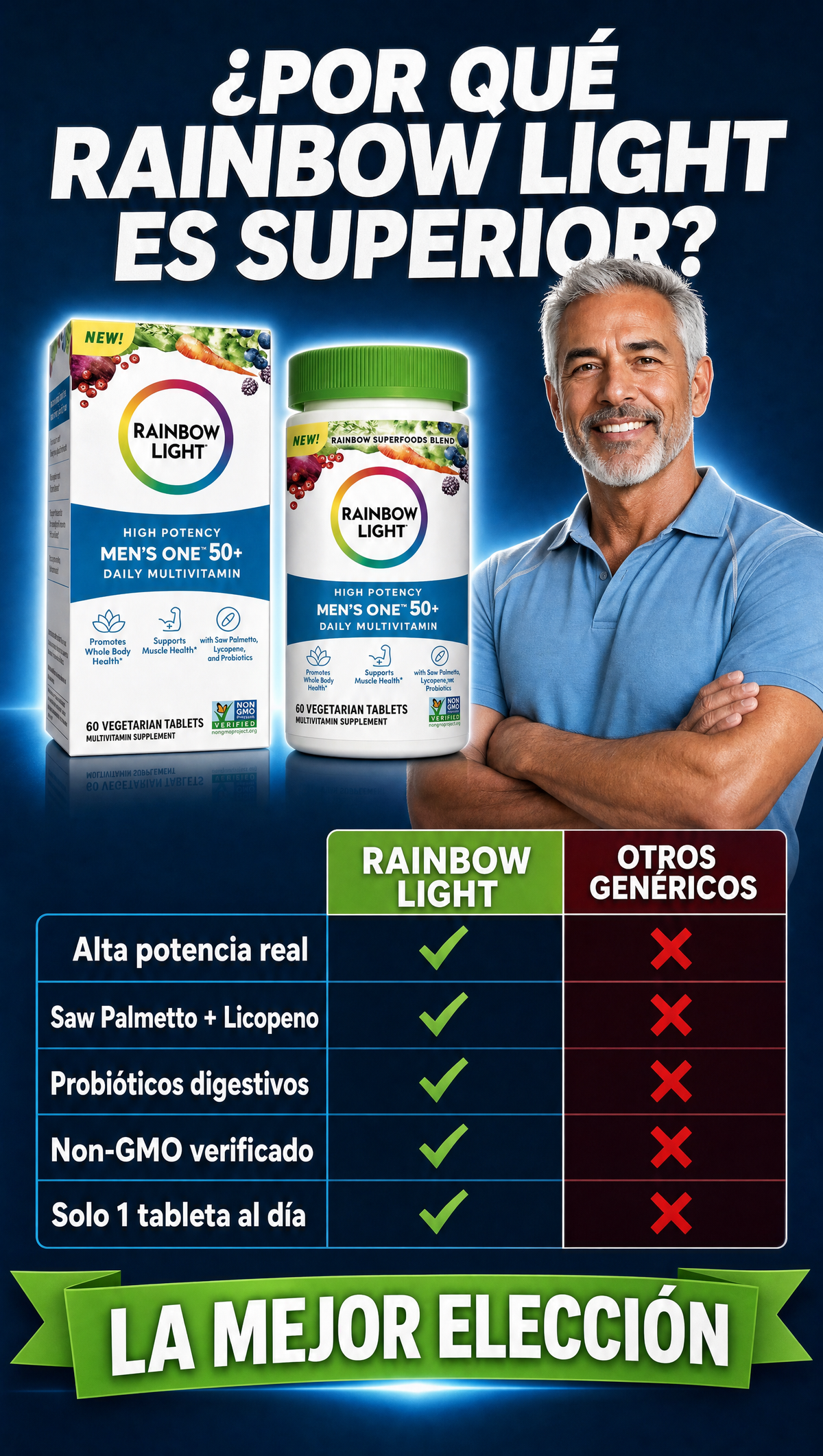 Rainbow Light Men's One 50+ - Tabla comparativa